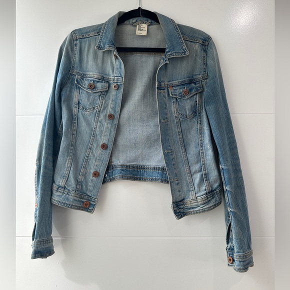 H&M denim blue Jean button up jacket fall winter casual country western party 6 - Picture 8 of 12